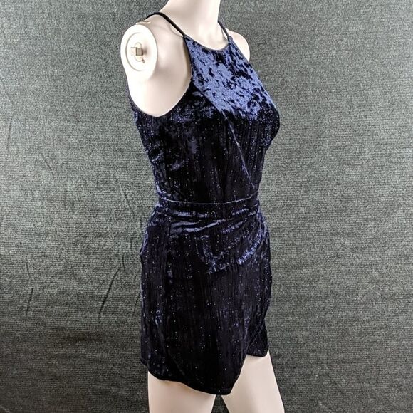 Emerald Sundae Sparkly Blue Velvet Skort Romper - Picture 9 of 14